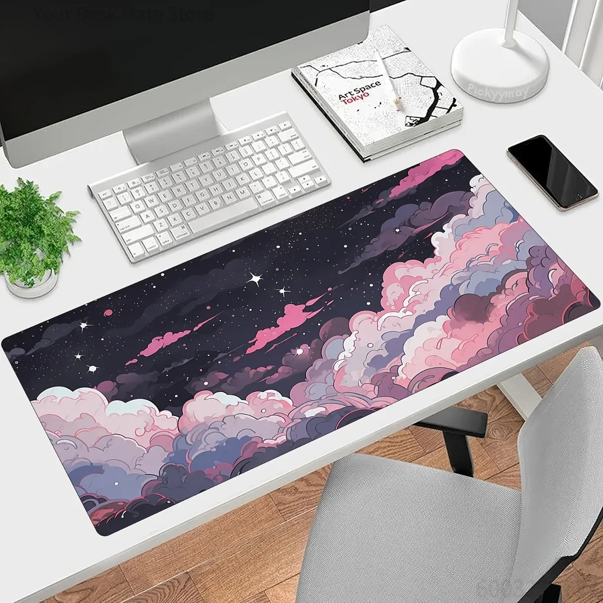 Desk Setup Pc And Laptop - Tapis de Souris Anime Rose et