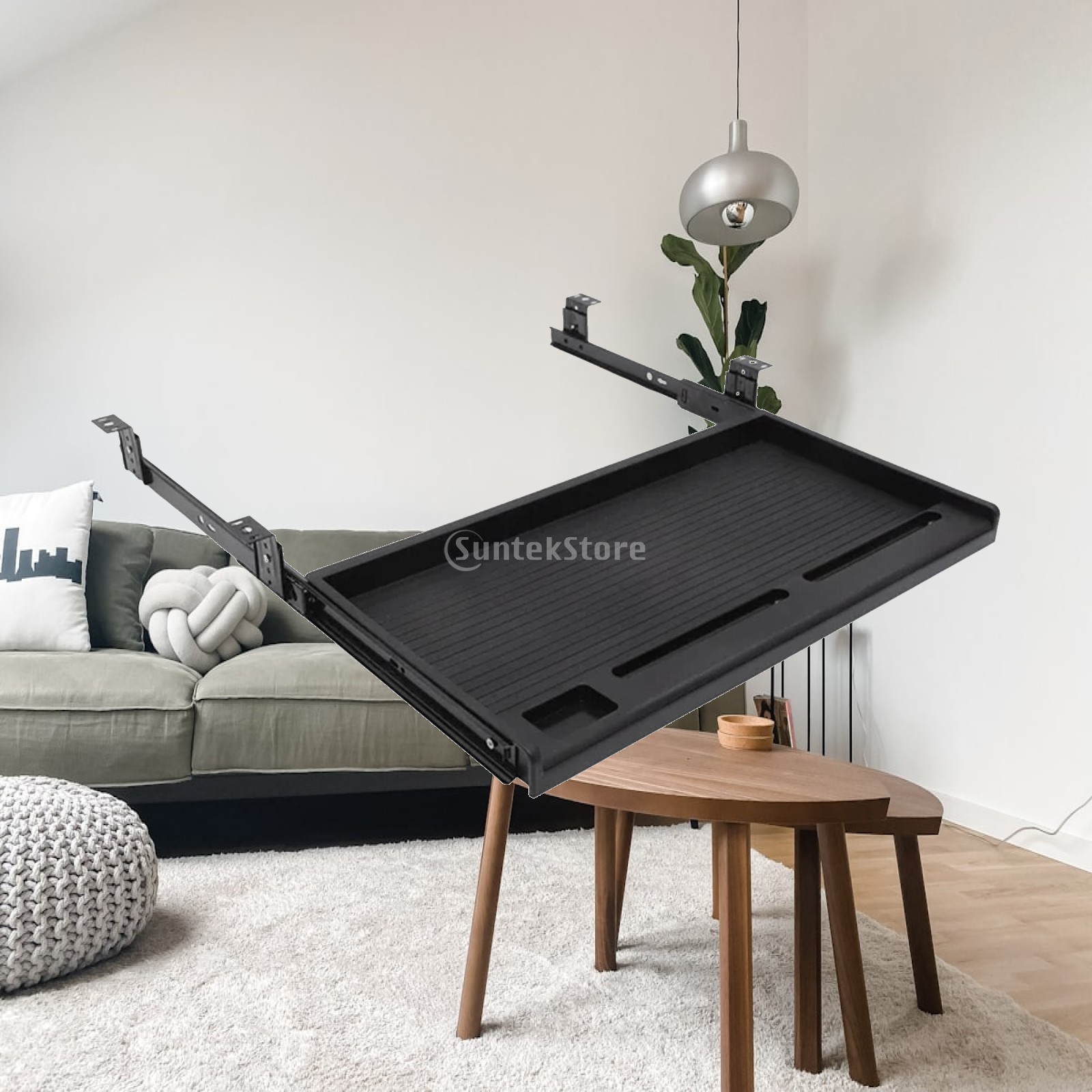 Desk Setup With Keyboard Tray - Plateau coulissant pour clavier sous le