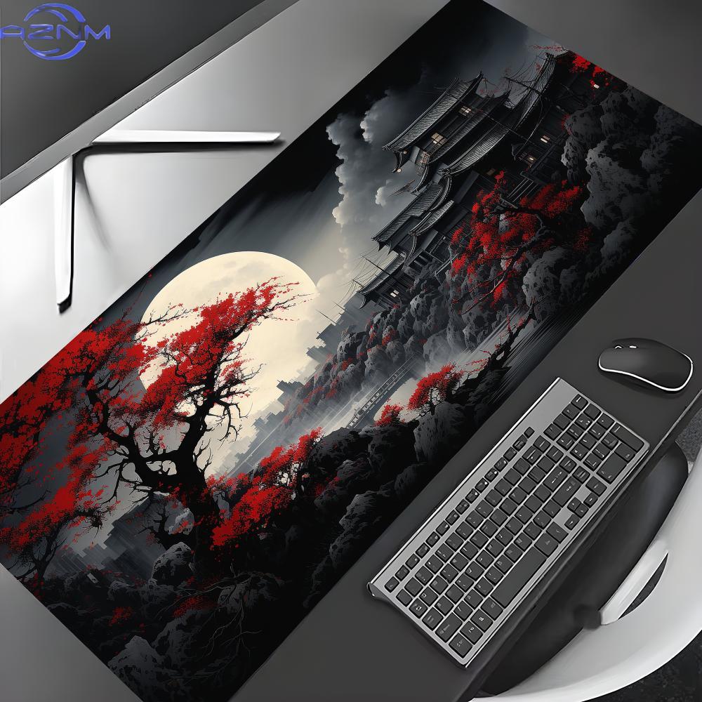 Desk Setup Red - Tapis de souris en caoutchouc antidérapant,
