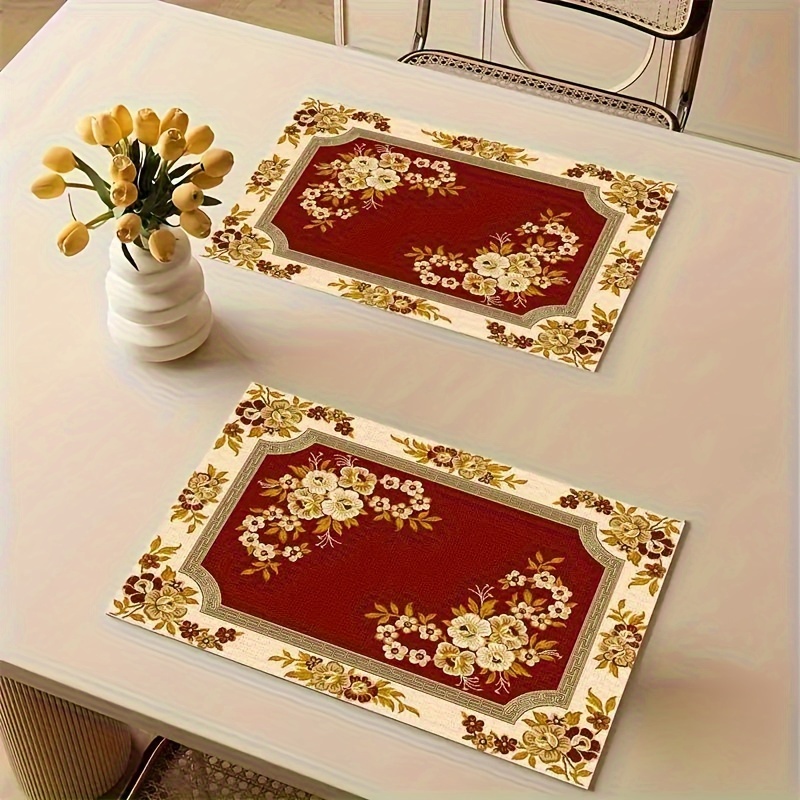 Desk Setup Light - Set de table imprimé floral rouge