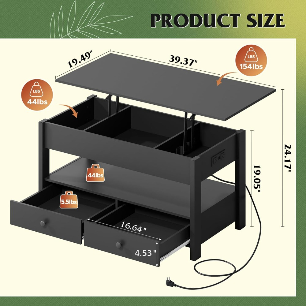 Table basse relevable WLIVE no - Desk Drawer Unit avis et prix