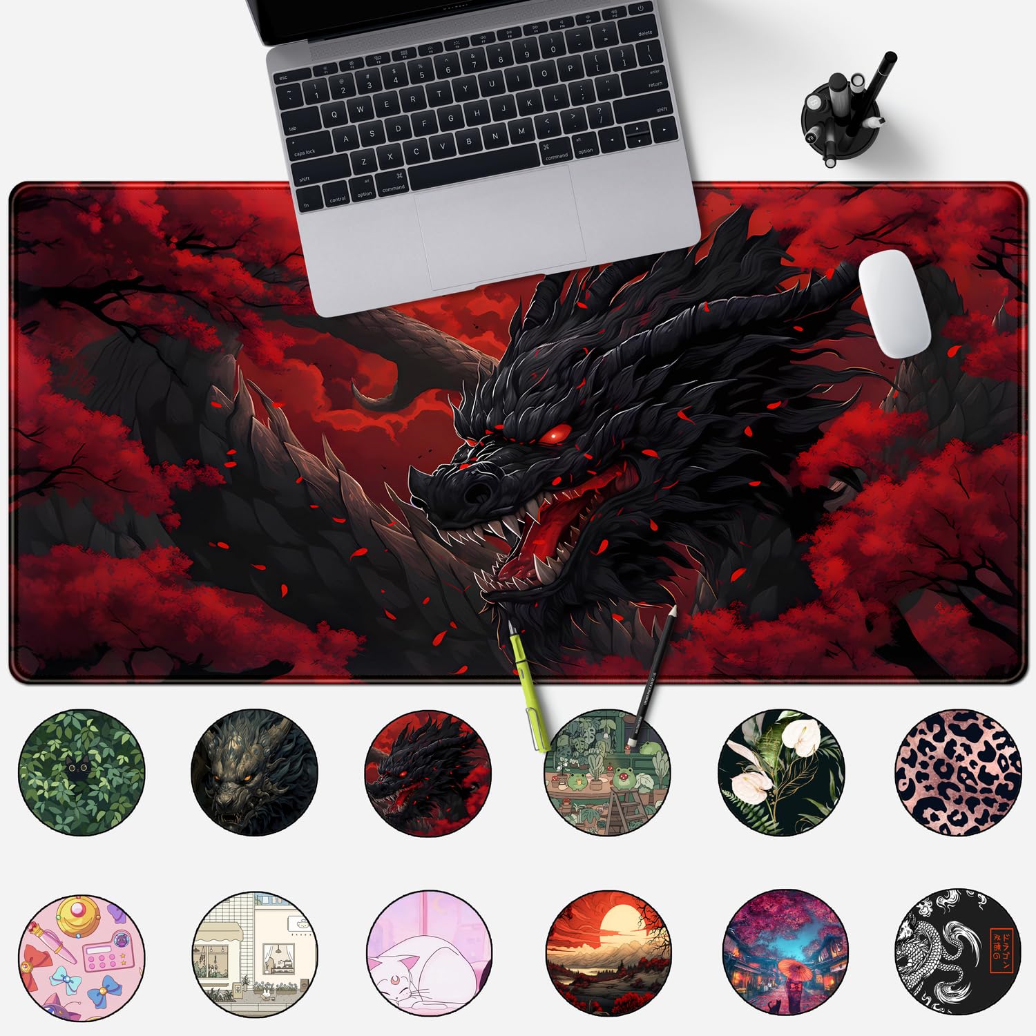 Grand tapis de souris Dragon g - Desk Setup Red avis et prix