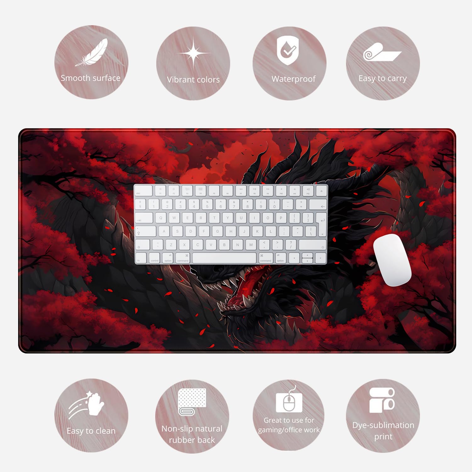 Grand tapis de souris Dragon g - Desk Setup Red avis et prix